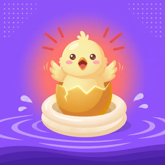 The Eggd chick squawking, red